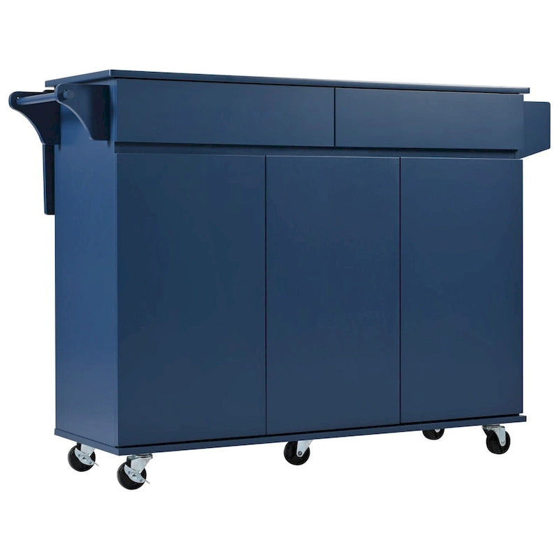 53.2" Rolling Kitchen Island with Drop Leaf, Spice Rack & 2 Drawers