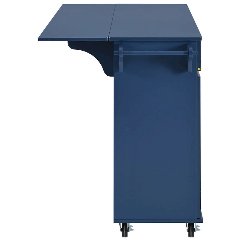 53.2" Rolling Kitchen Island with Drop Leaf, Spice Rack & 2 Drawers
