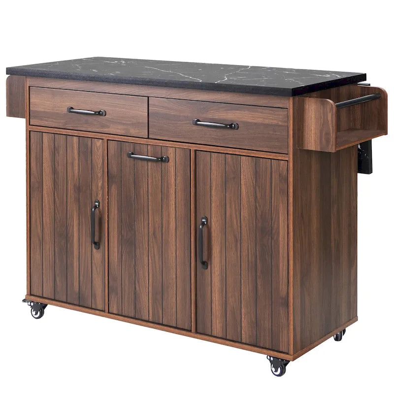Kitchen Island Cart with Trash Can Storage