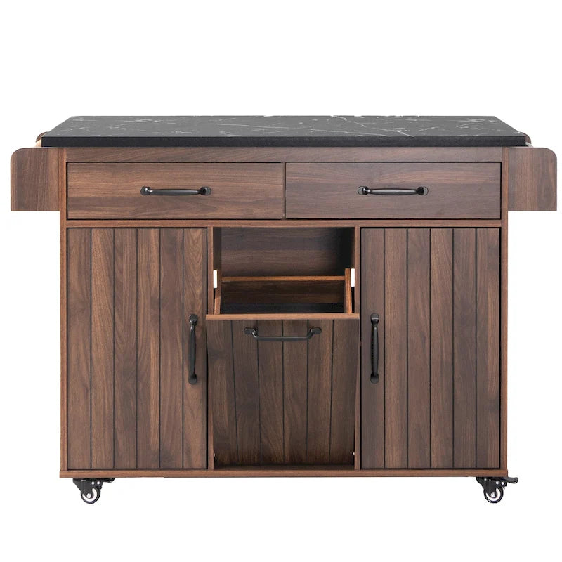 Kitchen Island Cart with Trash Can Storage