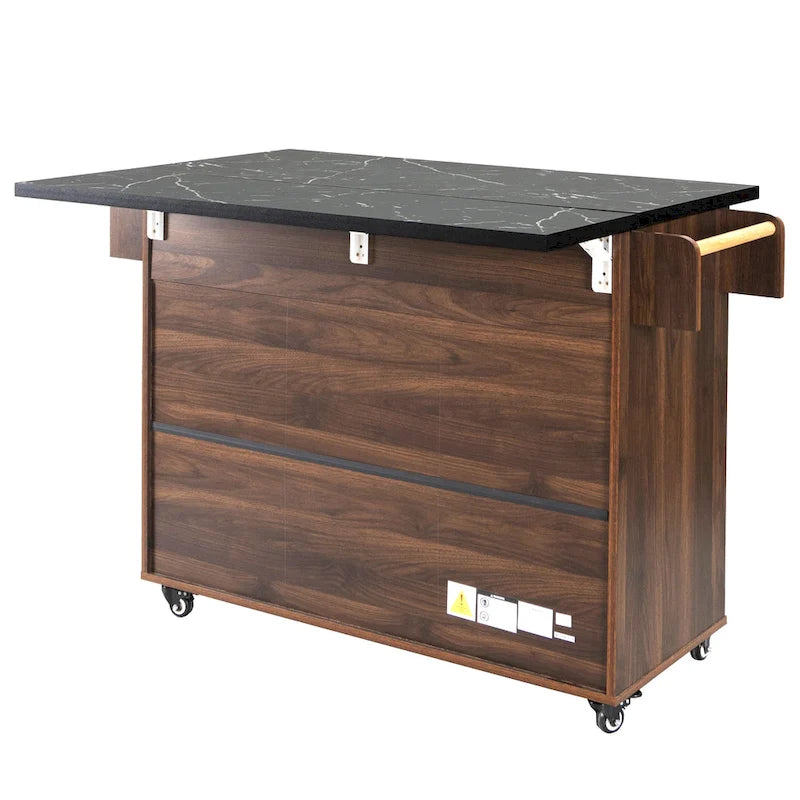 Kitchen Island Cart with Trash Can Storage