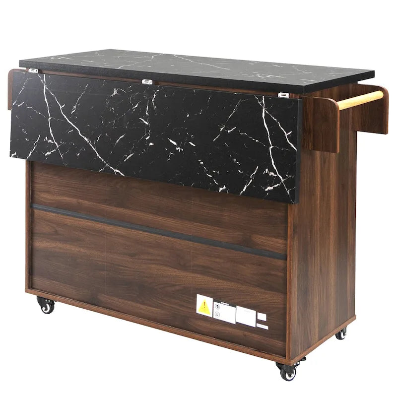 Kitchen Island Cart with Trash Can Storage
