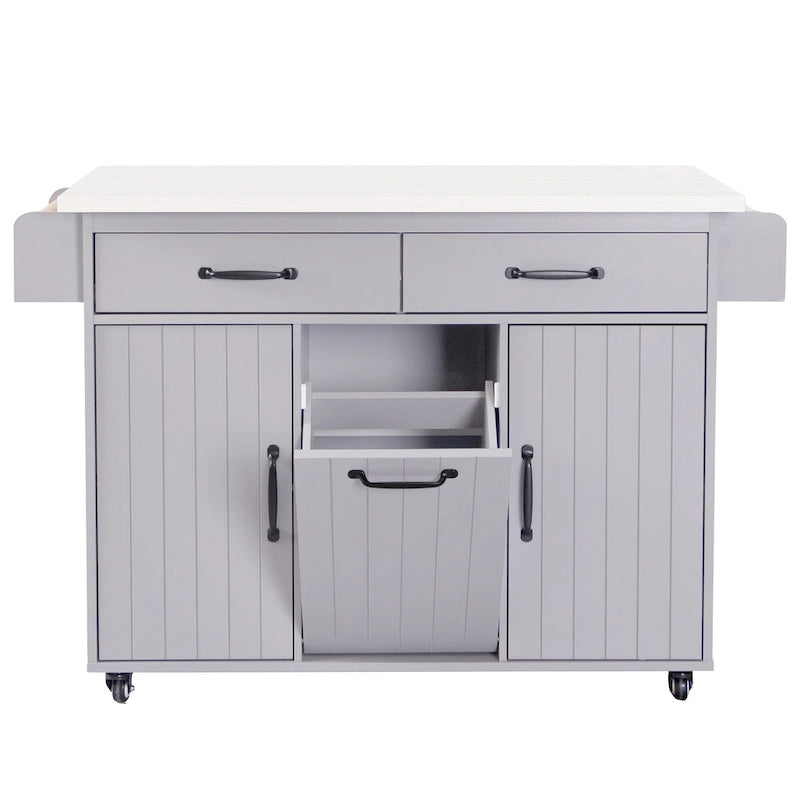 Kitchen Island Cart with Trash Can Storage