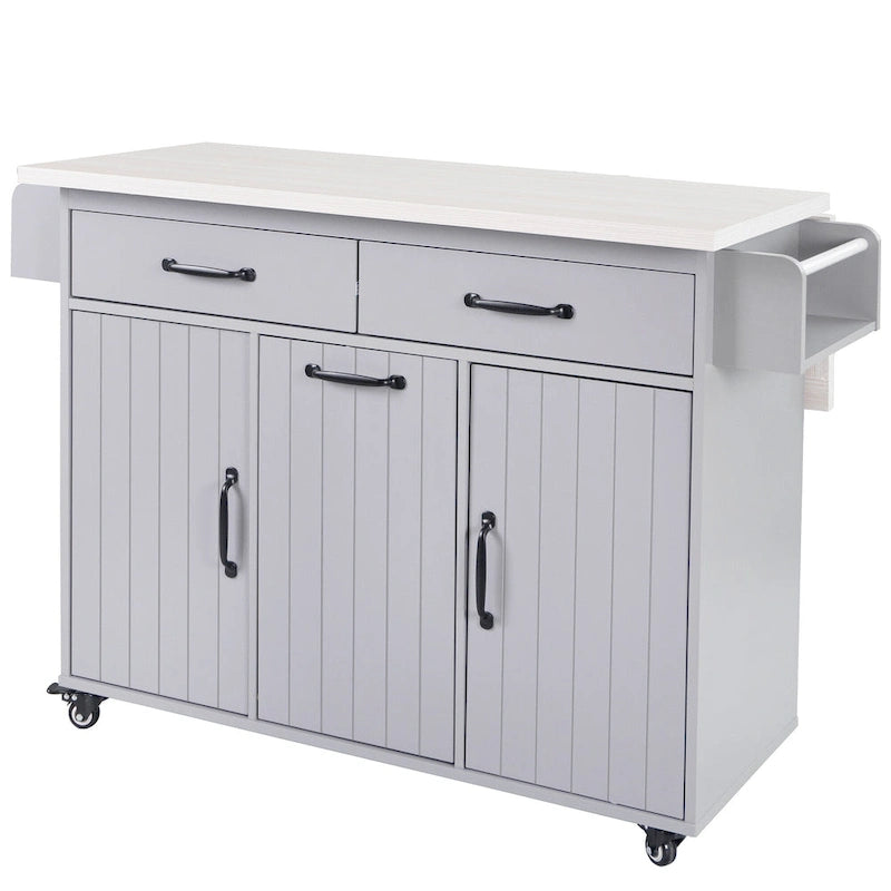 Kitchen Island Cart with Trash Can Storage