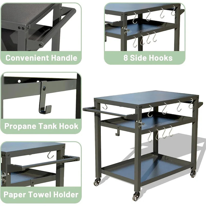 3-Shelf Outdoor Grill Cart