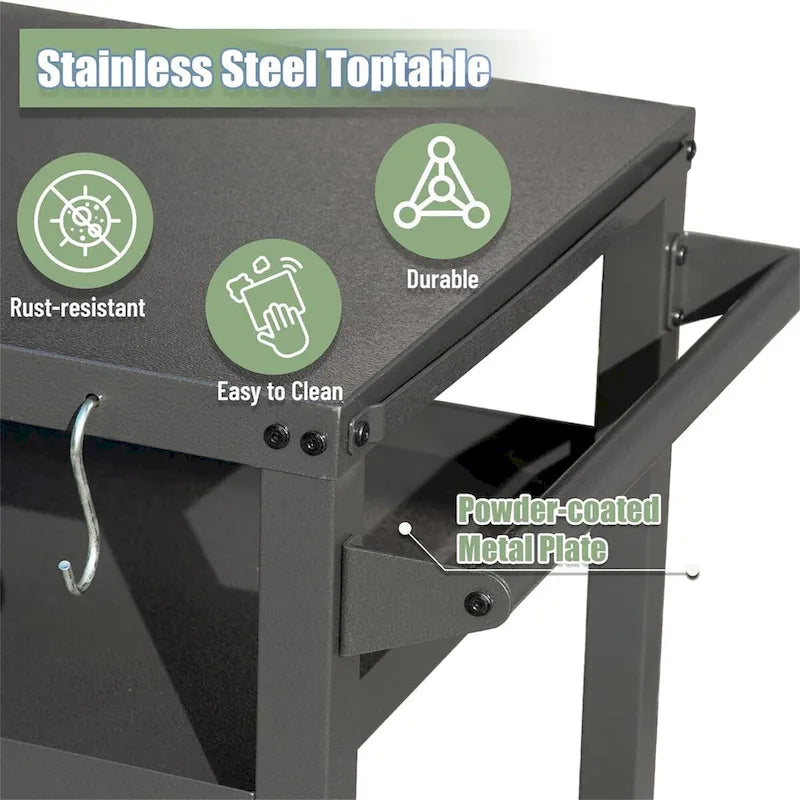 3-Shelf Outdoor Grill Cart