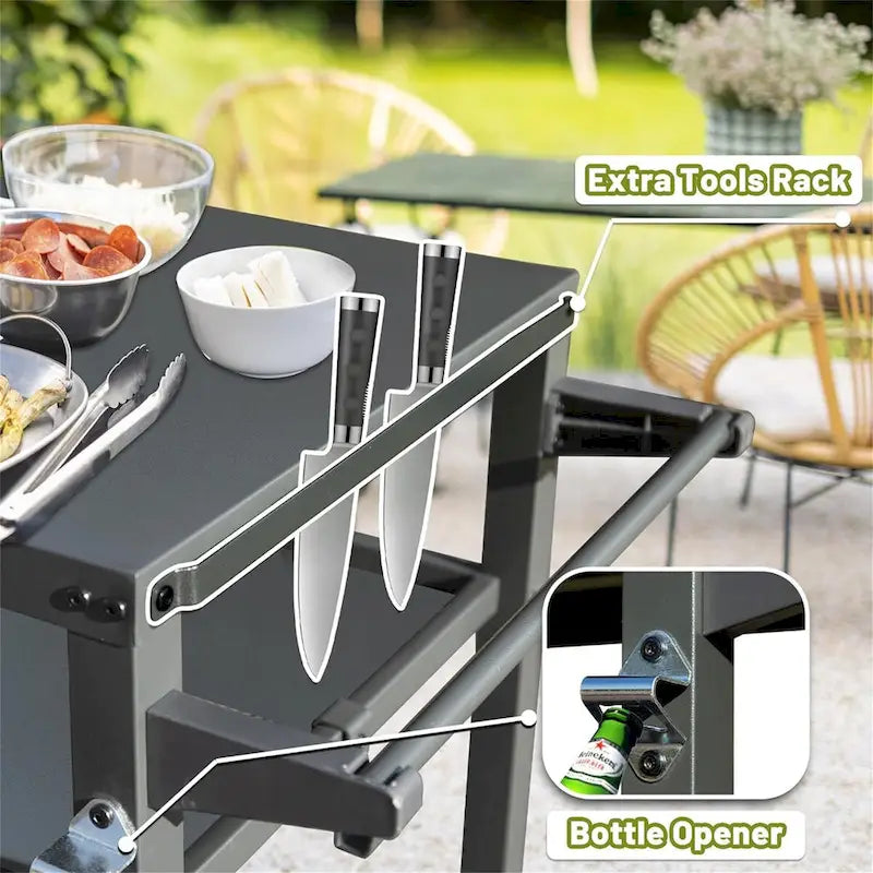 3-Shelf Outdoor Grill Cart
